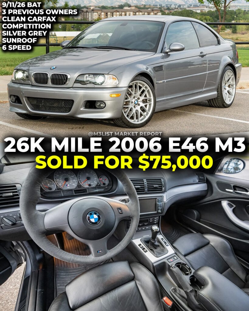 silver grey bmw e46 m3 sold on bring a trailer m3list market report clean carfax auction