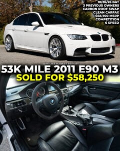 bmw e90 m3 sedan 6 speed manual bring a trailer m3list market report carbon fiber roof conversion swap