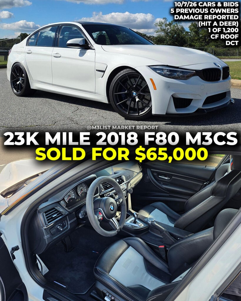 bmw f80 m3 hit a deer carfax damage reported f80m3cs m3cs competition cars and bids sold m3list market report dct carbon fiber roof