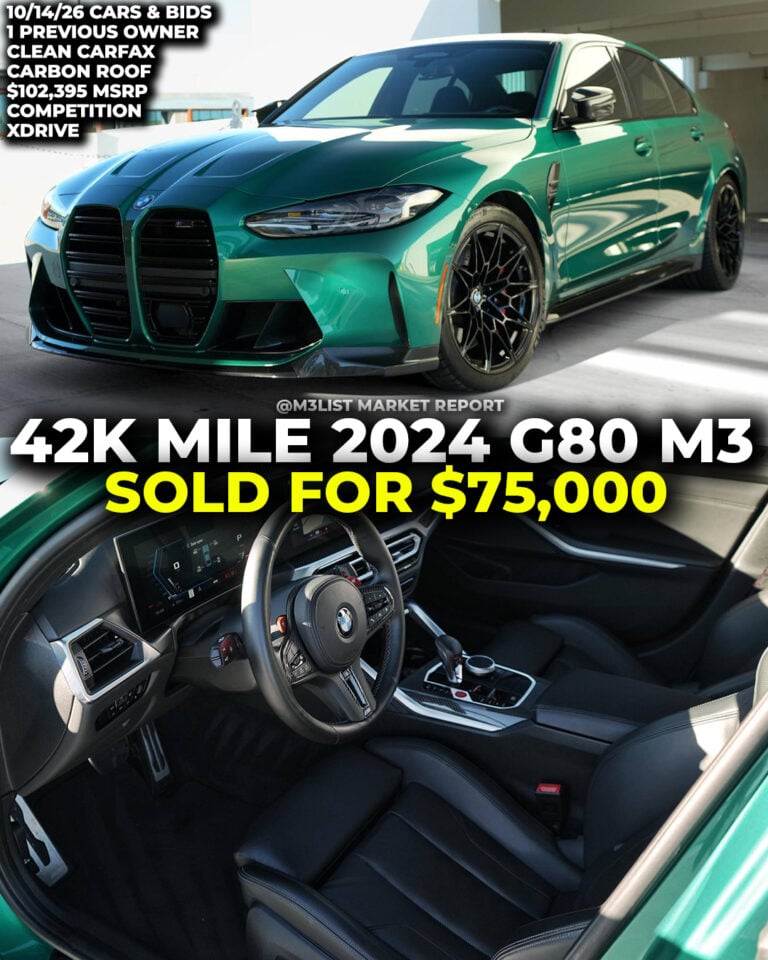 Isle of Man green g80 m3 bmw sold cars and bids m3list market report xdrive competition carbon fiber roof