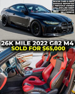 damage reported bmw g82 m4 sold cars and bids m3list market report xdrive competition