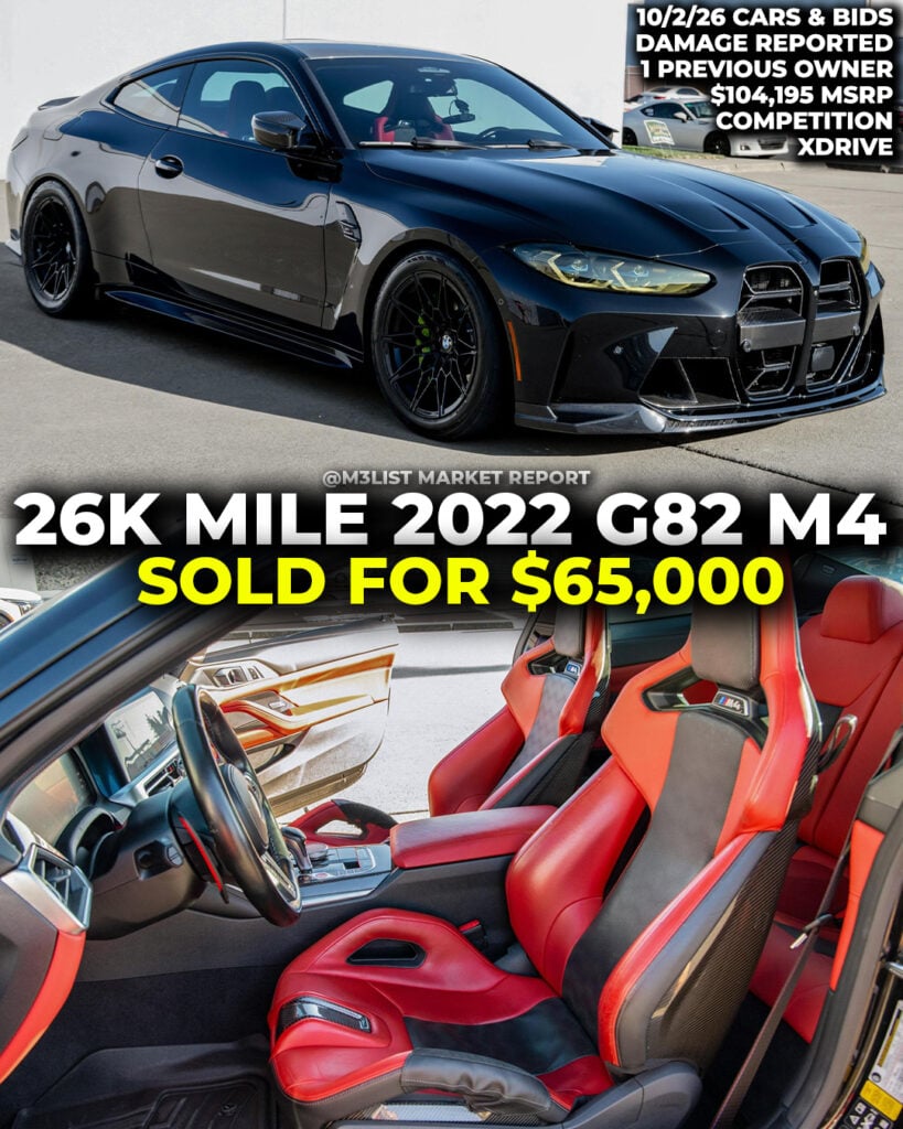 damage reported bmw g82 m4 sold cars and bids m3list market report xdrive competition
