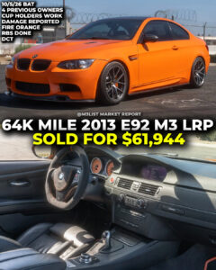 lime rock park bmw e92 m3 sold bring a trailer m3list market report cup holders work fire orange bbs wheels modified auction