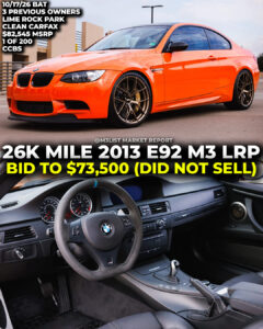 lime rock park edition bmw e92 m3 fire orange auction bring a trailer m3list market report modified carbon ceramic brakes