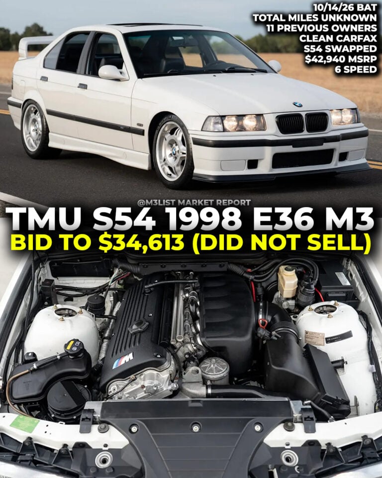 s54 swapped bmw e36 m3 sedan bring a trailer m3list market report alpine white 6 speed manual sedan four door