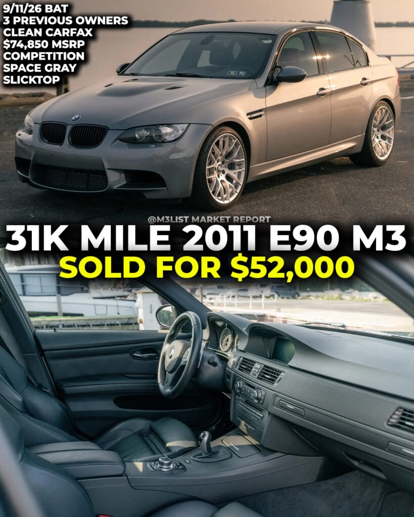 slicktop space gray bmw e90 m3 sold on bring a trailer m3list market report competition dct