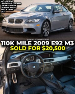 2009 bmw e92 m3 space gray sold on bring a trailer m3list market report dct clean carfax bat auction pricing