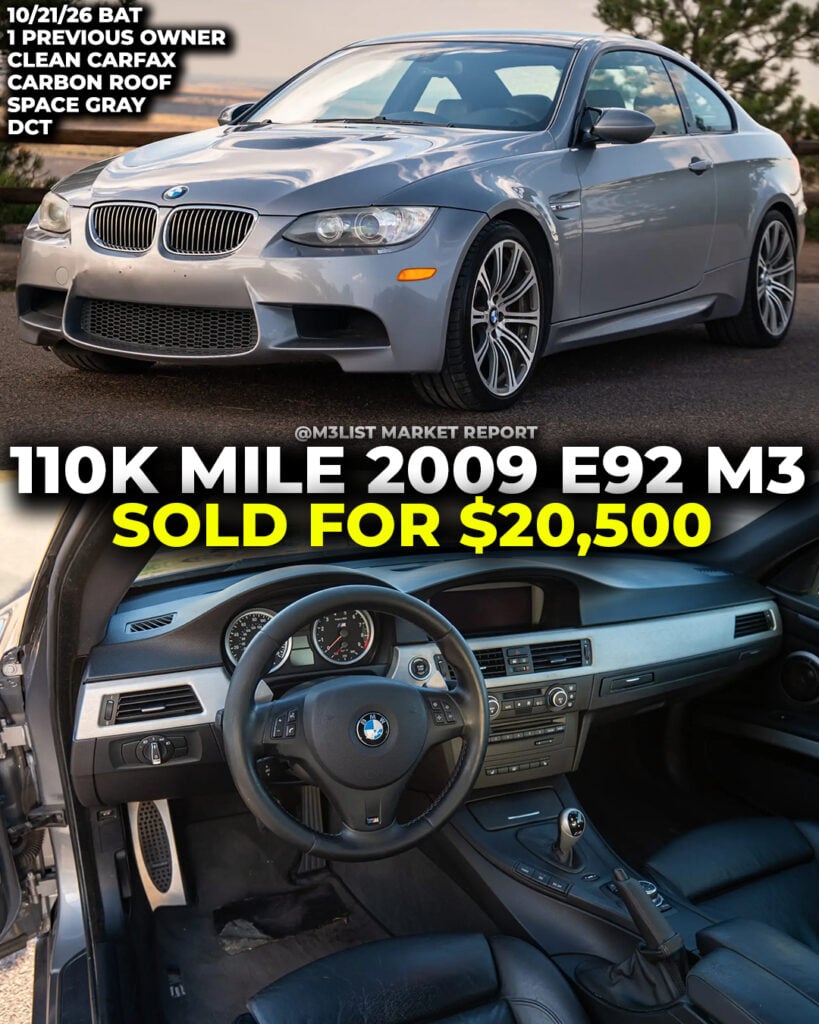 2009 bmw e92 m3 space gray sold on bring a trailer m3list market report dct clean carfax bat auction pricing